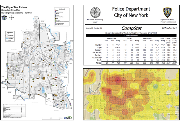 Figur 16.2 Eksempler fra amerikansk politi på tilgjengelig informasjon fra Compstat systemet.
