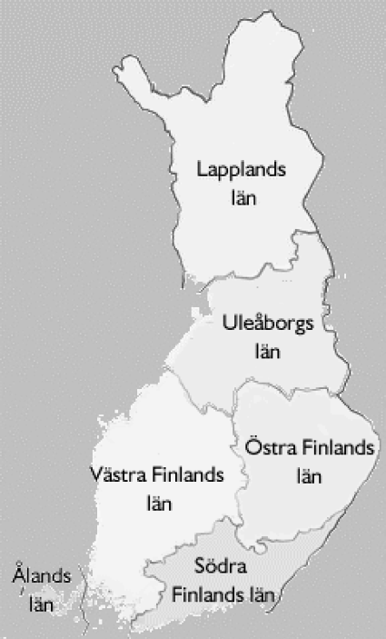 Figur 18-2 Den nye länsinndelingen i Finland