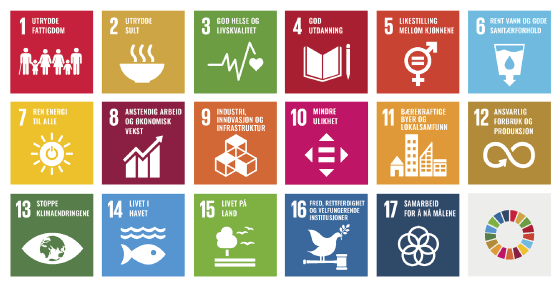 Figur 6.1 Norge har sluttet seg til FNs bærekraftsmål som inkluderer forsvars- og industrirelaterte hensyn. Fred og rettferdighet er bærekraftsmål nummer 16.