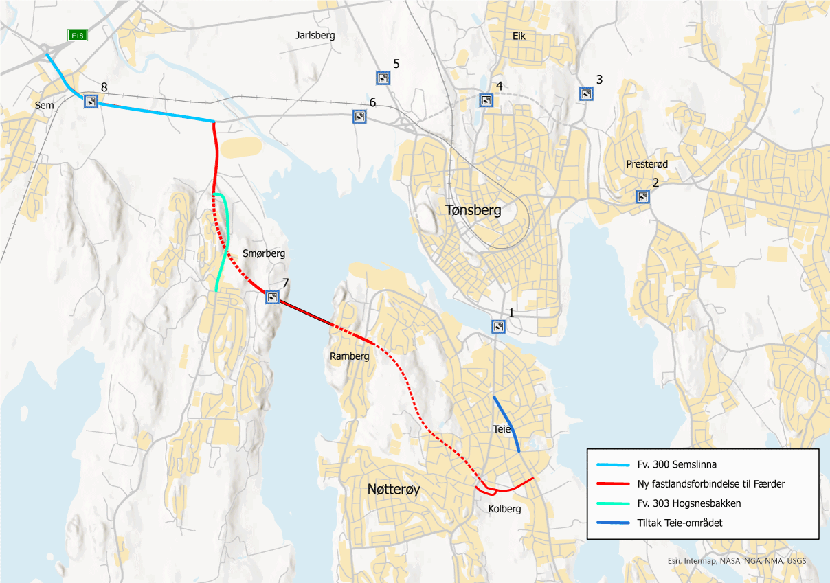 Figur 2.1 Oversiktskart over de store prosjektene
