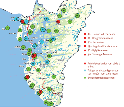 Figur 3.12 Museumsnettverket i Rogaland.