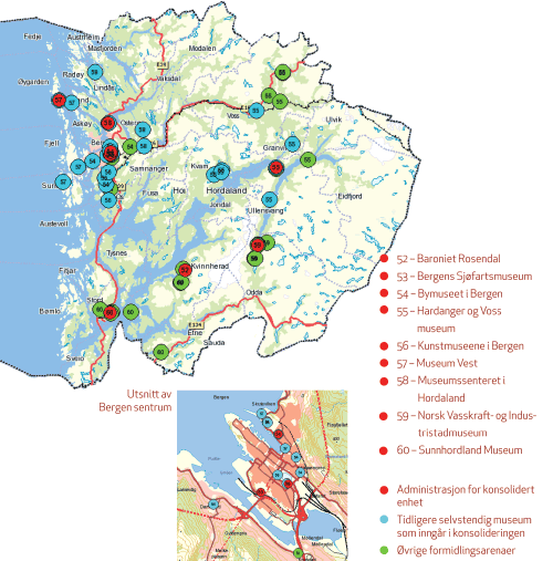 Figur 3.13 Museumsnettverket i Hordaland.