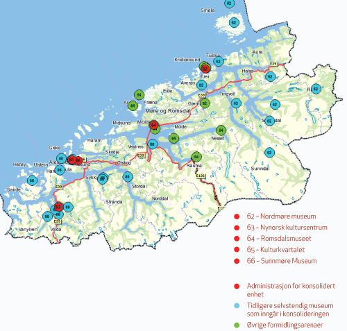 Figur 3.15 Museumsnettverket i Møre og Romsdal.