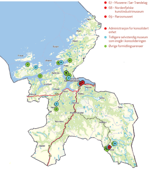 Figur 3.16 Museumsnettverket i Sør-Trøndelag.