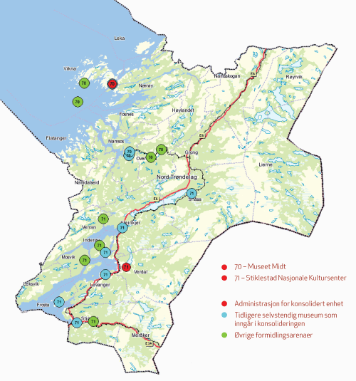 Figur 3.17 Museumsnettverket i Nord-Trøndelag.