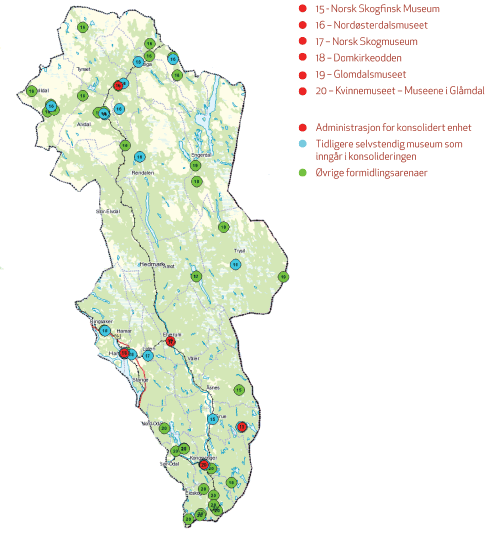 Figur 3.5 Museumsnettverket i Hedmark.