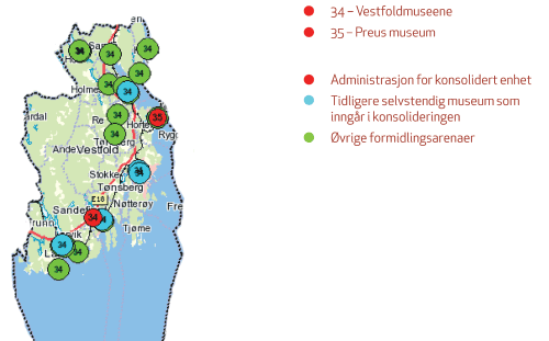 Figur 3.8 Museumsnettverket i Vestfold.