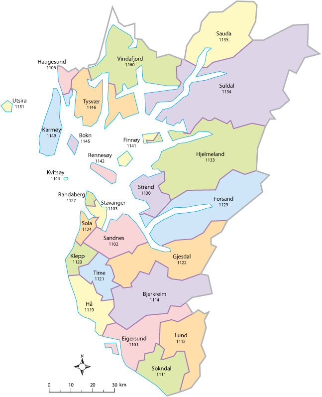 Figur 5.11 Kart over kommunene i Rogaland
