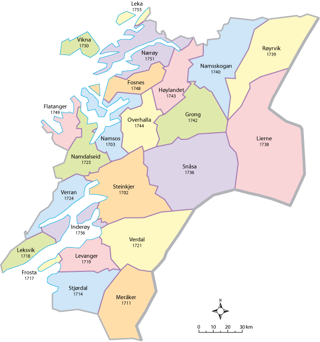 Figur 5.16 Kart over kommunene i Nord-Trøndelag

