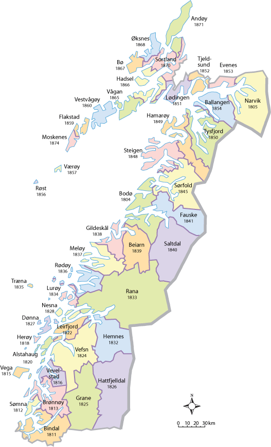 Figur 5.17 Kart over kommunene i Nordland
