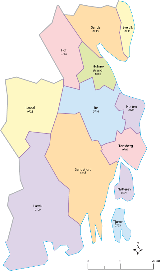 Figur 5.6 Kart over kommunene i Vestfold
