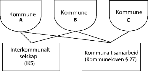 Figur 4-1 Eksempler på samarbeidsformer som anses som felles drift