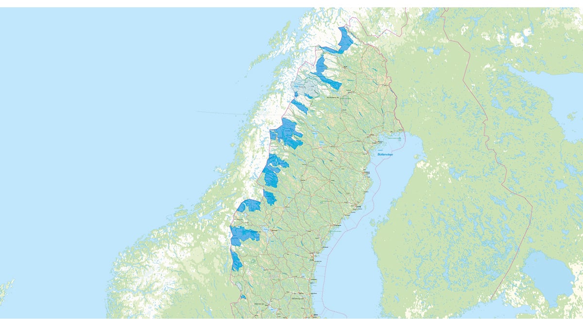 Figur 8.2 Reguleringsområder i Sverige.