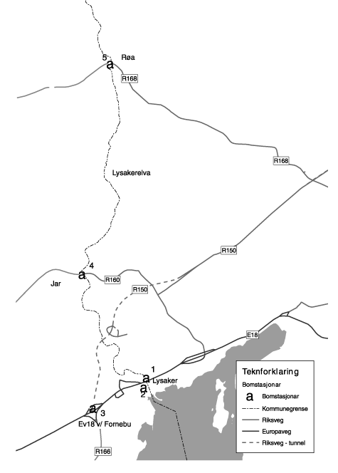 Figur 4.1 Bomstasjonar i Bærum