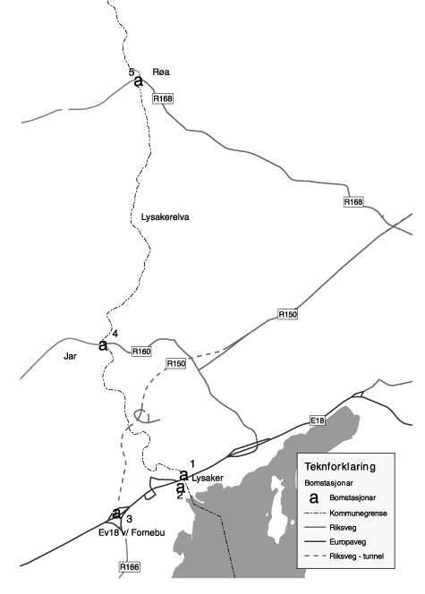 Figur 4.1 Bomstasjonar i Bærum