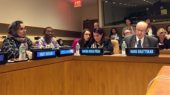 Statssekretær Hans Brattskar holdt åpningsinnlegg på et arrangement om kvinnelige menneskerettighetsforkjempere i New York 9. mars 2015.