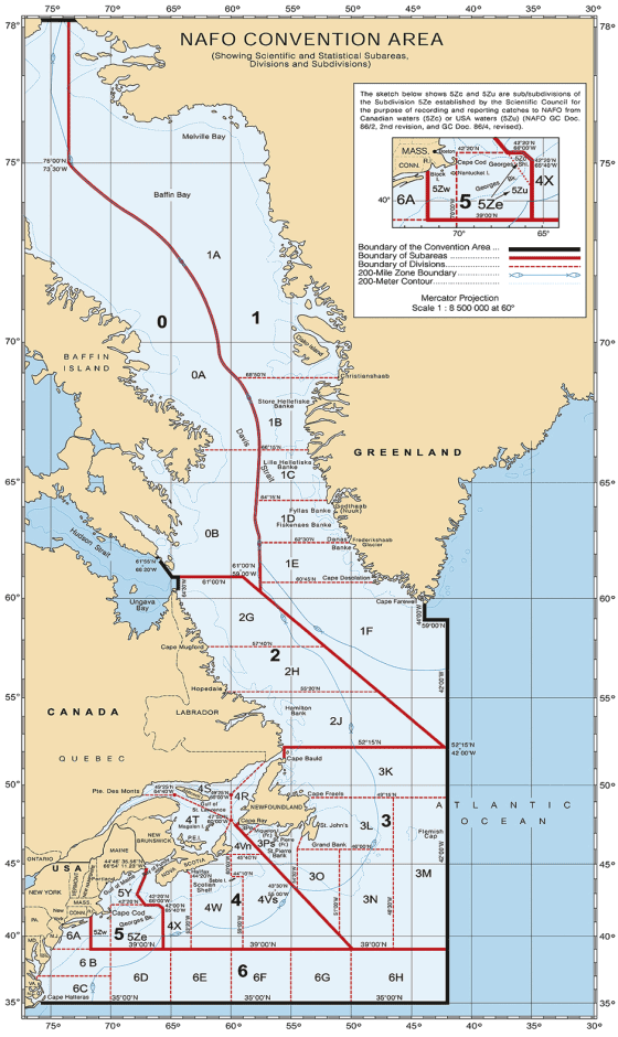 Figur 3.13 NAFO sitt konvensjonsområde