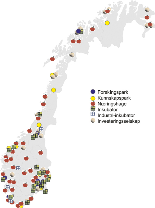 Figur 5.1 Lokalisering av SIVA-engasjement, 2005