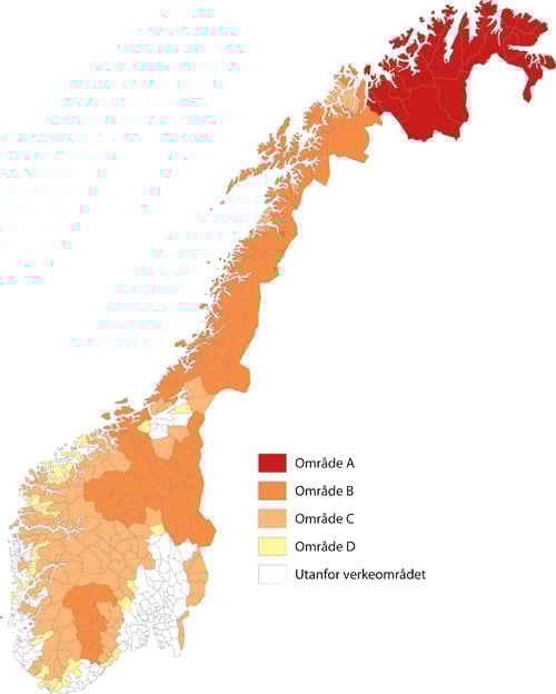 Figur 2.1 Det distriktspolitiske verkeområdet for dei distriktspolitiske
 verkemidla
