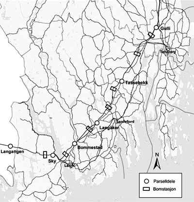 Figur 2.1 Oversiktkart E18 Gulli – Langangen