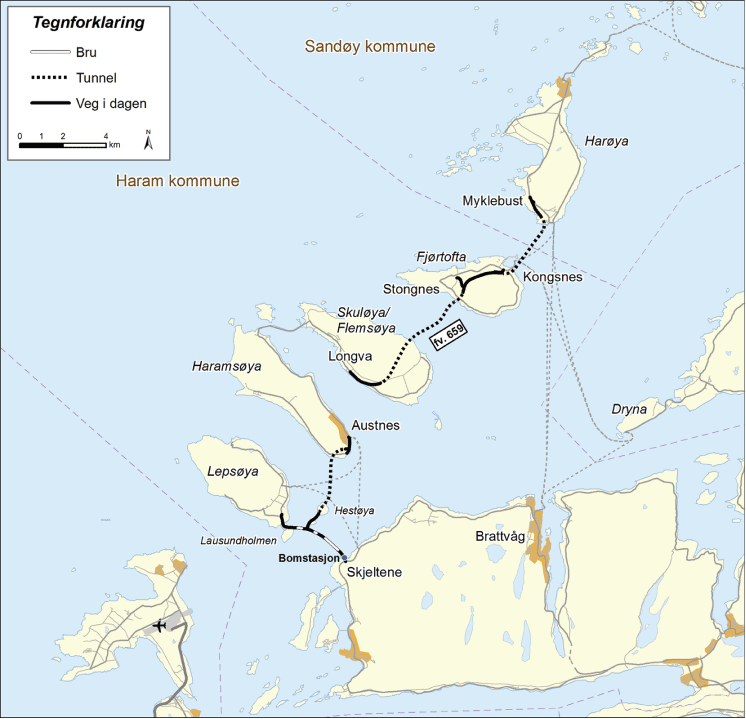Figur 2.1 Nordøyvegen – kartskisse