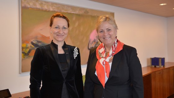 The Latvian Minister of Culture, Dace Melbārde and the Norwegian Minister of Culture, Thorhild Widvey.