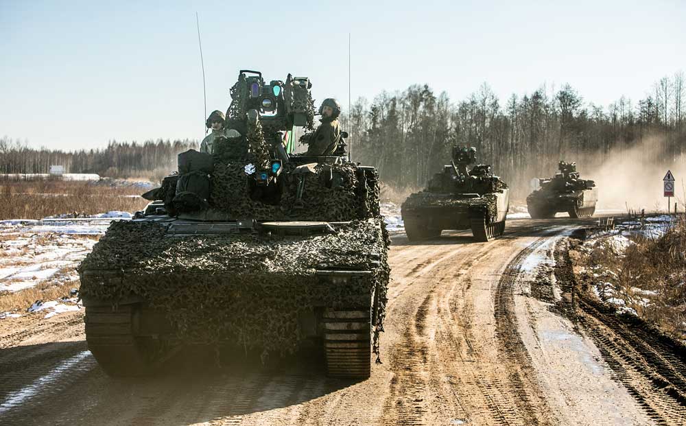 Figur 3.1 Norske styrker under trening i Litauen mars 2022 som en del av NATOs Enhanced Forward Presence (EFP). 
