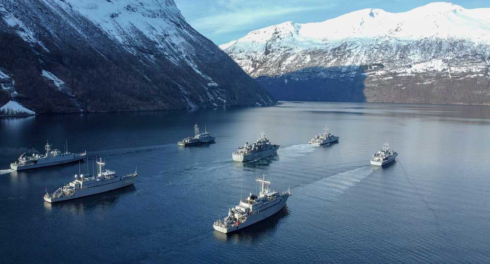 Figur 7.3 NATOs stående minerydderstyrke - Standing NATO Mine Countermeasures Group 1 (SNMCMG1) utenfor Geiranger 2022. 