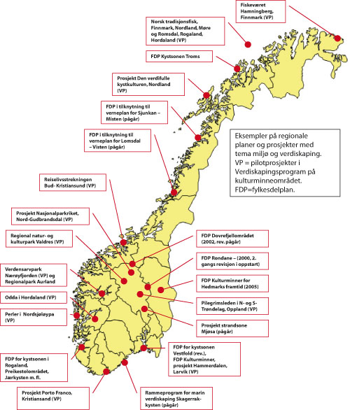 Figur 3.3 Fylkesdelplaner og interkommunale planer for fjell- og kystområder
 med tema miljø og verdiskaping.