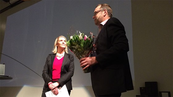 Landbruks- og matminister Sylvi Listhaug og styreleder i Gartnerhallen, Anders Nordlund.