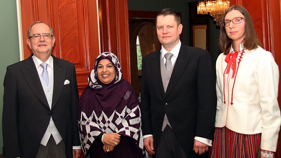 From left: Ambassador of Germany, H.E. Dr Thomas Götz, Ambassador of Sudan, H.E. Ms Ahlam Abdelgalil Abuzeid Ali, Ambassador of Ukraine, H.E. Mr Viacheslav Yatsiuk, Ambassador of of Estonia, H.E. Ms Janne Jõesaar-Ruusalu
