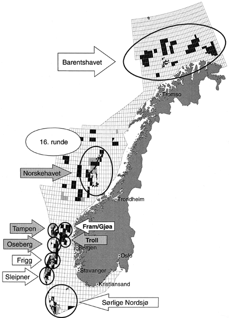 Figur 7-7 SDØE-andeler på norsk kontinentalsokkel