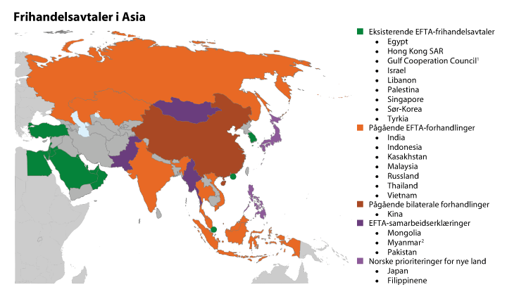 Figur 5.5 Frihandelsavtaler i Asia