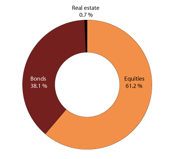 Figure 4.1 Distribution of the actual investments of the GPFG at yearend 2012. Percent