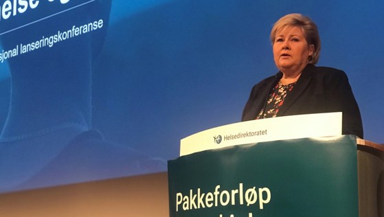 Statsministeren taler på åpningskonferansen for pakkeforløp for psykisk helse og rus.