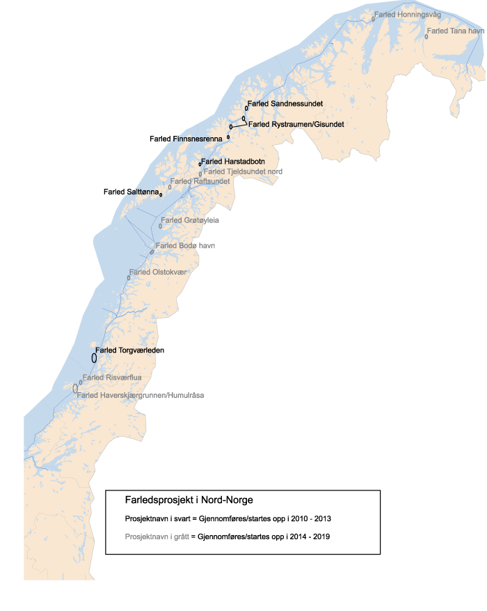 Figur 10.20 Farledsprosjekter Norg-Norge