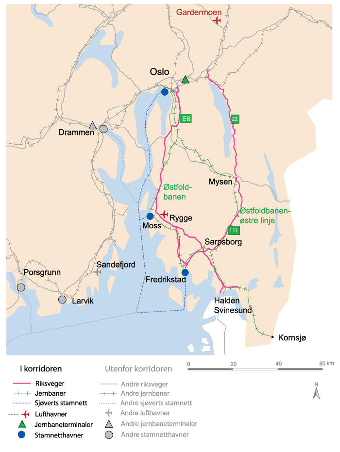 Figur 10.21 Korridor 1 OsloSvinesund/Kornsjø