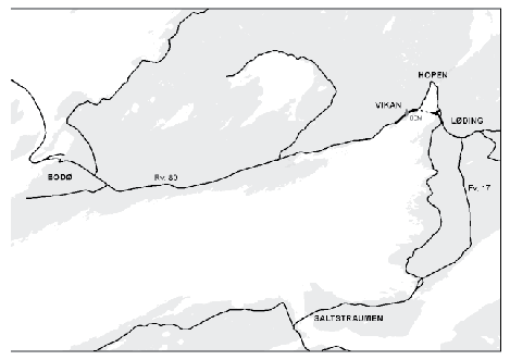 Figur  Rv 80 Løding – Vikan i Bodø kommune. 