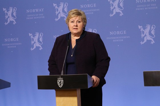 Erna Solberg på pressekonferanse om Korona-tiltak