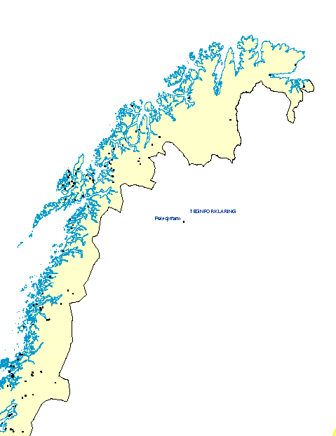 Figur 1-13 Kart over pelsdyrfarmer i Nord-Norge, vedlegg 1.13