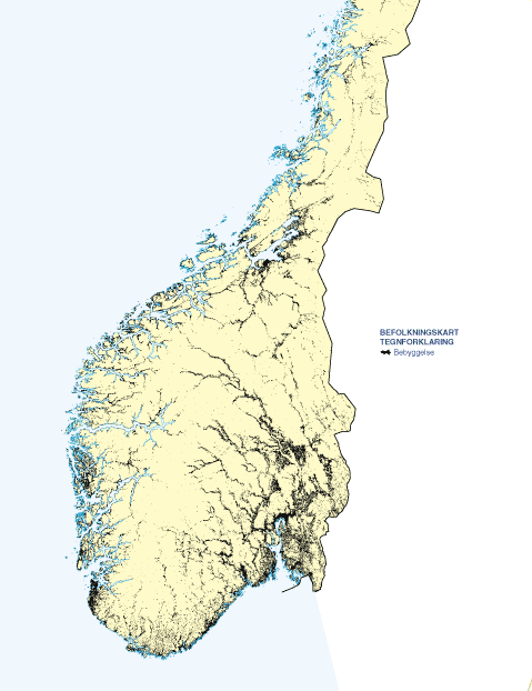 Figur 1-3 Befolkningskart over Sør-Norge