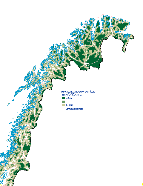Figur 1-6 Kart over inngrepsfrie områder i Nord-Norge (INON)