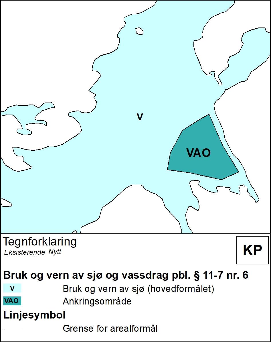 Ankringsområde vist i sjøkart og i kommuneplan.