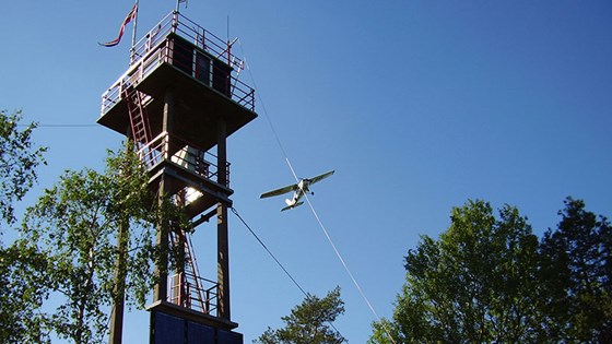 Brannovervåking med fly ved branntårnet Linnekleppen.