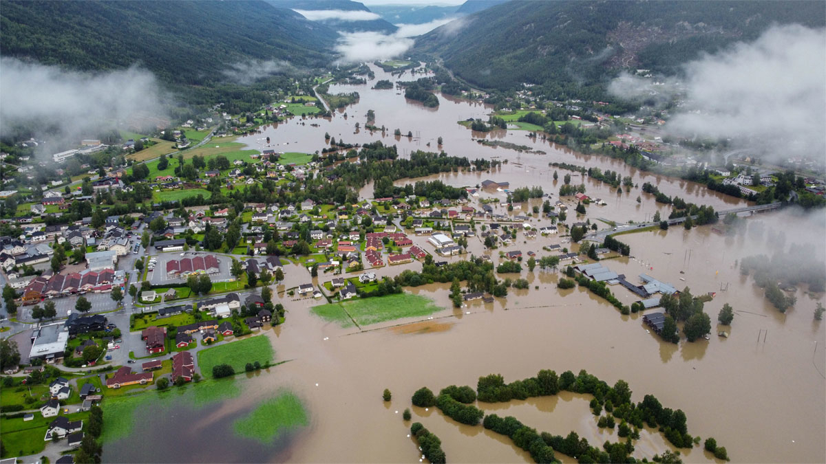 Figur 2.2 Flaum i Nesbyen som følge av ekstremvêret Hans, august 2023. 
