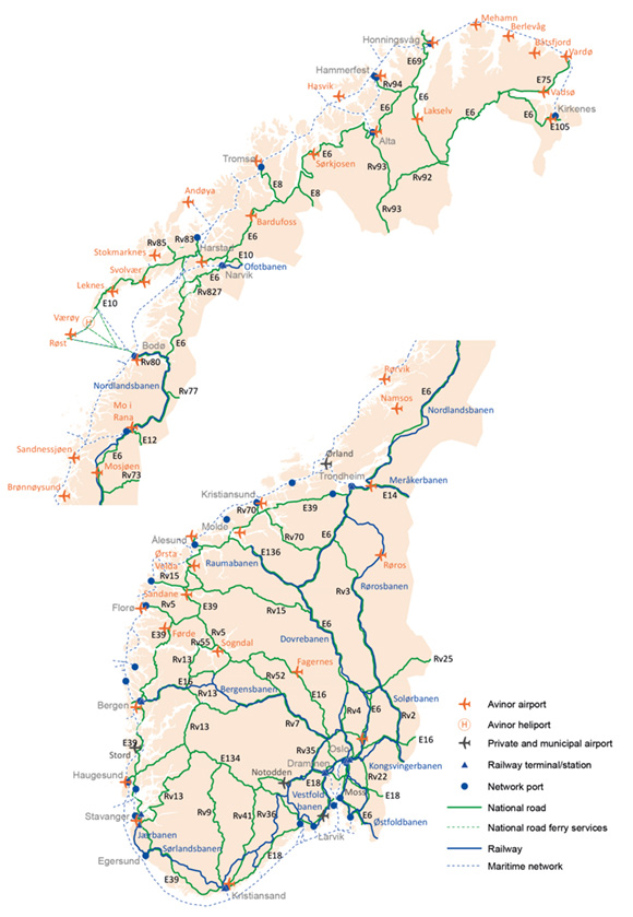 Figure 1.1 Map of national infrastructure