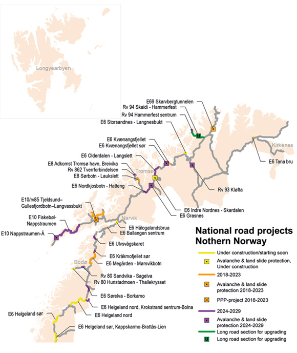 Figure 6.1 National road projects in Northern Norway