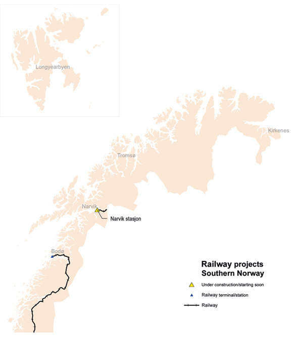 Figure 6.4 Railway projects in Northern Norway
