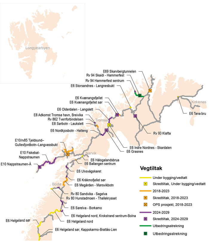 Figur 13.3 Riksvegprosjekter i Nord-Norge
