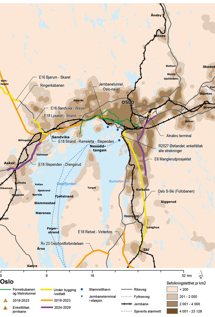 Figur 8.5 Prosjekter og tiltak i Oslo og Akershus
